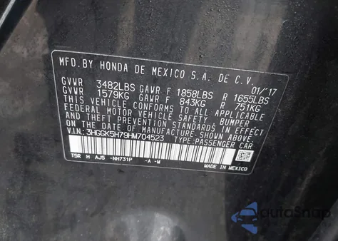 2017 Honda Fit Ex from USA, damaged, VIN 3HGGK5H79HM704523